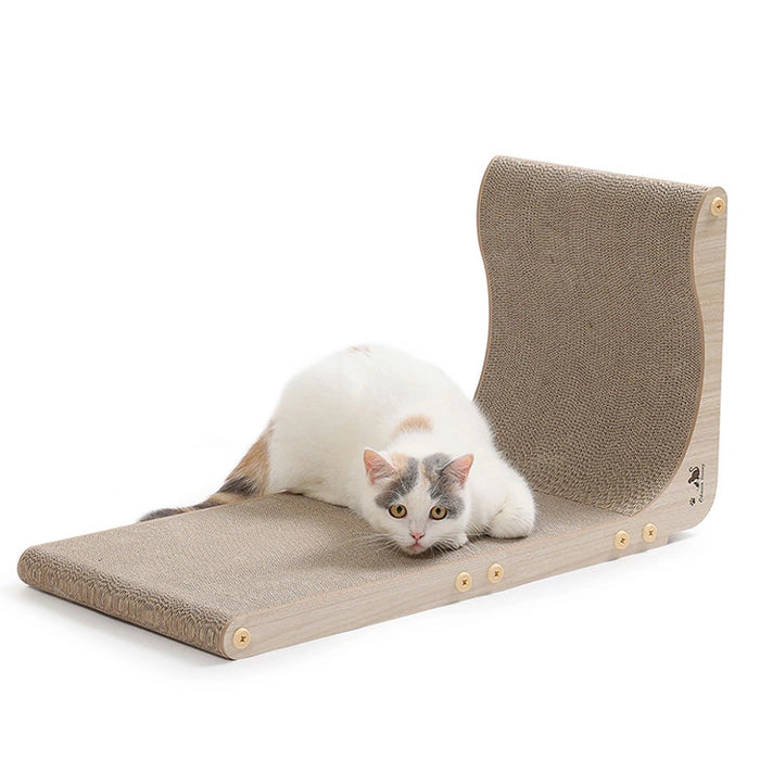 ［4個］木目調 爪とぎスタンド L字型 縦置き 猫用 省スペース おしゃれ 猫用品 〔23500014〕