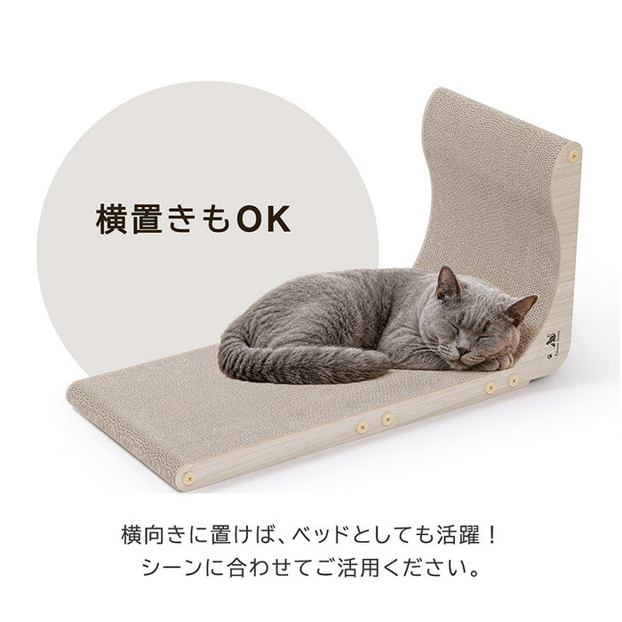 ［1個］木目調 爪とぎスタンド L字型 縦置き 猫用 省スペース おしゃれ 猫用品 〔23500013〕