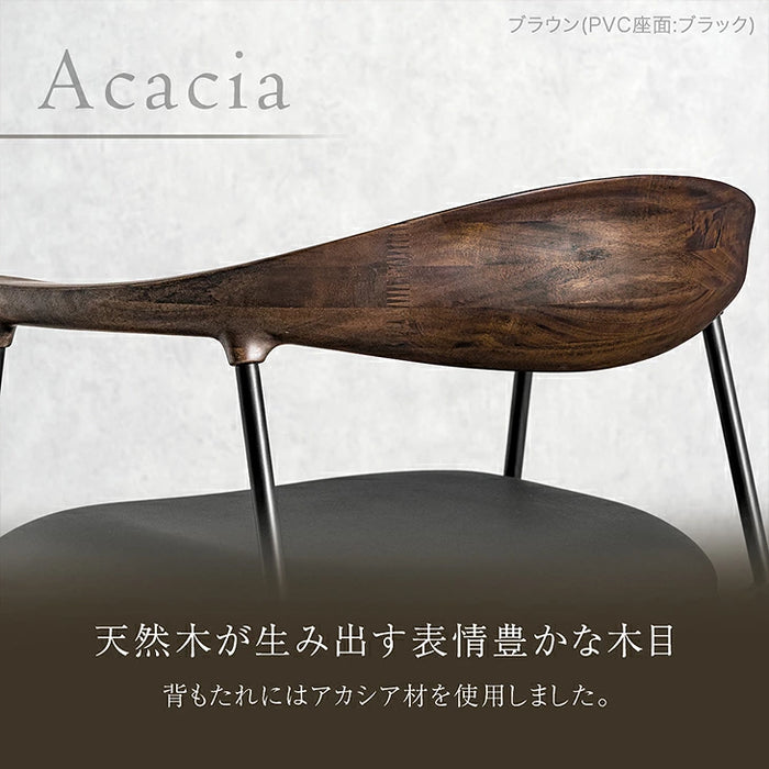 ［4脚セット］天然木 アカシアダイニングチェア 完成品 肘付き 木製  食卓椅子 北欧〔00100070〕