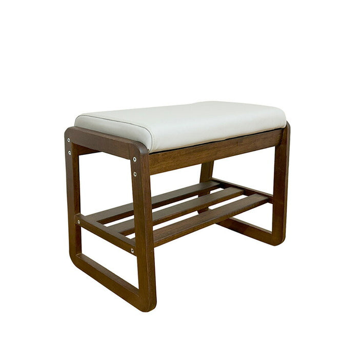 ［幅80］玄関ベンチ 収納付き 天然木  保護フェルト付 北欧 シューズラック 玄関収納〔23570256〕