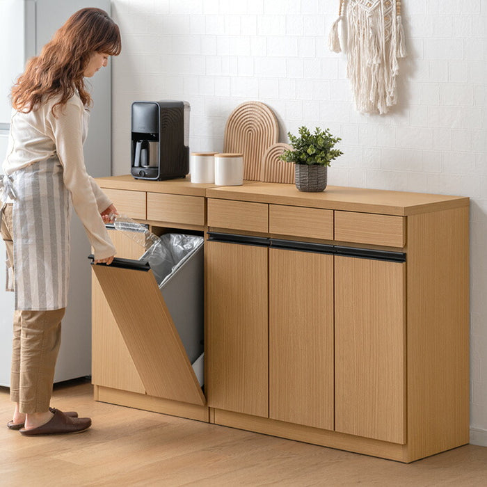 ［幅58cm］ペールカウンター 日本製 大川家具 完成品 フラップ ゴミ箱収納 ゴミ箱【超大型商品】〔23570261〕