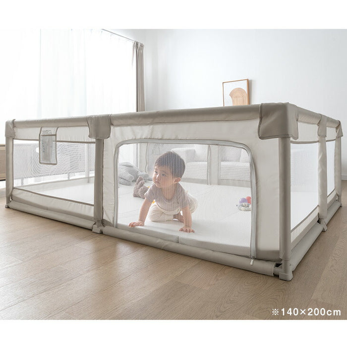 【新発売記念プライス】[140×200cm]メッシュ ベビーサークル ハイタイプ 高さ65cm 軽量〔24610064〕