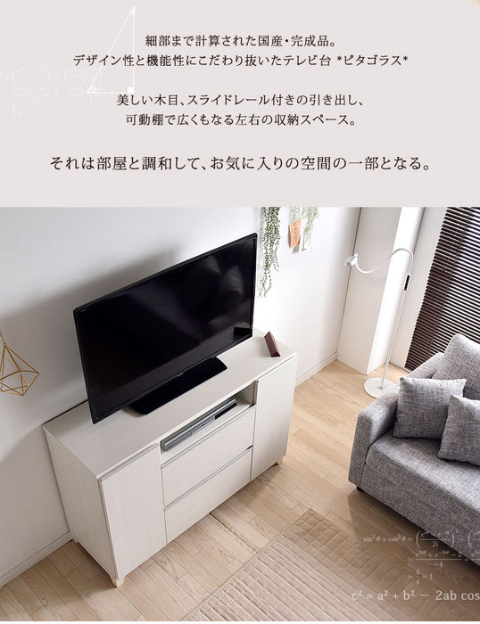 幅120cm テレビ台 ハイタイプ  国産 完成品  *ピタゴラス-TG*  【超大型商品】〔24900014〕