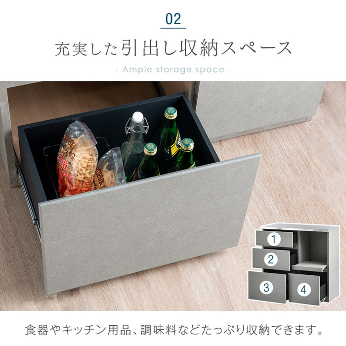 幅90 日本製 キッチンカウンター ステンレス天板 完成品 食器棚 ステンレス キッチンボード レンジ台【超大型商品】〔24900059〕