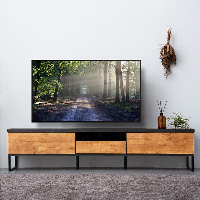 幅180cm］ ヴィンテージ調テレビ台 国産 完成品 引き出し付 【超大型