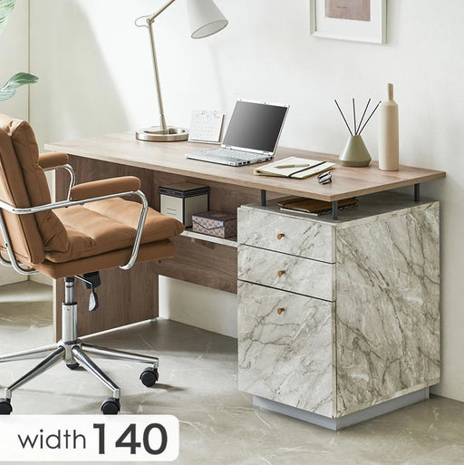 デスク 机 作業台 茶 引き出し付き 4分割 展示品 中古品