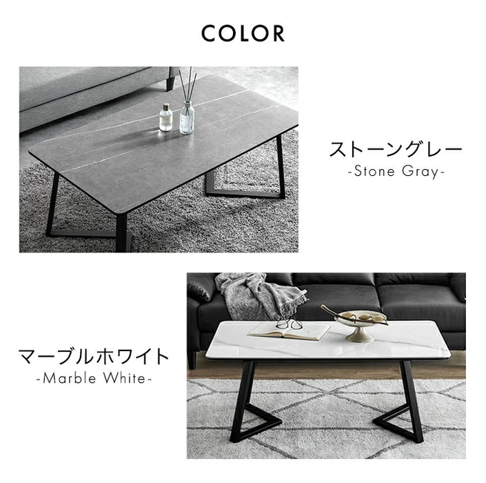 ［幅110］センターテーブル 大理石調 セラミック天板 耐熱  アジャスター付 ローテーブル【超大型商品】〔24900109〕
