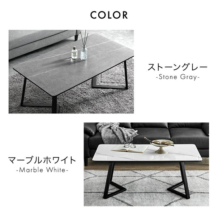 ［幅110］センターテーブル 大理石調 セラミック天板 耐熱  アジャスター付 ローテーブル【超大型商品】〔24900109〕