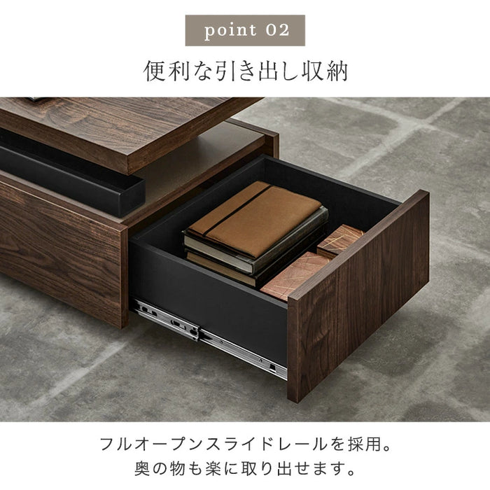 ［幅105］センターテーブル 完成品 ローテーブル 引き出し付き 収納付き 木目調 ヴィンテージモダン〔24900113〕