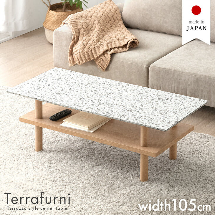 Terrafurni -テラファニ- センターテーブル テラゾー柄 国産 幅105cm ロータイプ 長方形 日本製 ローテーブル〔24900119〕