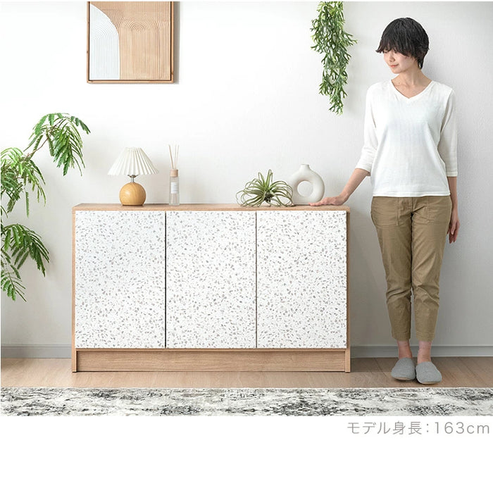 【新発売記念プライス】［幅120cm］Terrafurni -テラファニ- サイドボード テラゾー柄 国産 完成品チェスト キャビネット【超大型商品】〔24900120〕