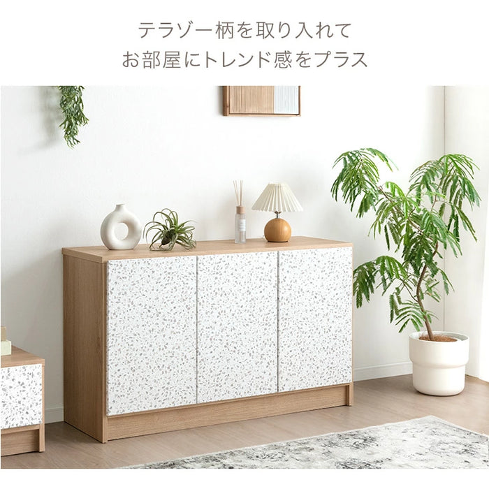 【新発売記念プライス】［幅120cm］Terrafurni -テラファニ- サイドボード テラゾー柄 国産 完成品チェスト キャビネット【超大型商品】〔24900120〕