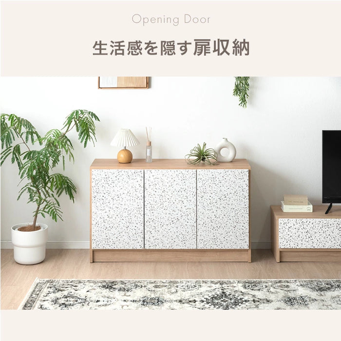 【新発売記念プライス】［幅120cm］Terrafurni -テラファニ- サイドボード テラゾー柄 国産 完成品チェスト キャビネット【超大型商品】〔24900120〕