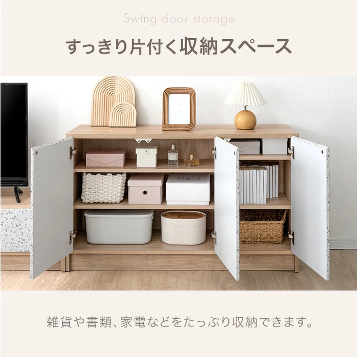 【新発売記念プライス】［幅120cm］Terrafurni -テラファニ- サイドボード テラゾー柄 国産 完成品チェスト キャビネット【超大型商品】〔24900120〕