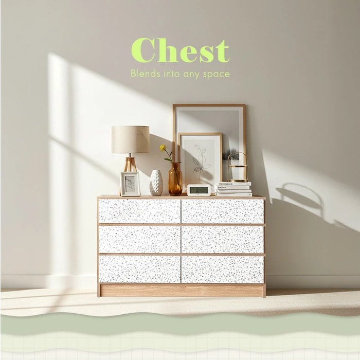［幅80/120］Terrafurni -テラファニ- チェスト テラゾー柄 国産 スライドレール 大容量 北欧 タンス【超大型商品】〔24900121〕