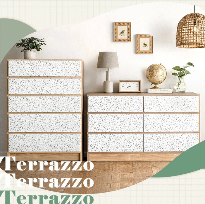 ［幅80/120］Terrafurni -テラファニ- チェスト テラゾー柄 国産 スライドレール 大容量 北欧 タンス【超大型商品】〔24900121〕