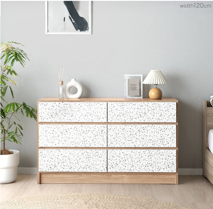 【新発売記念プライス】［幅80/120］Terrafurni -テラファニ- チェスト テラゾー柄 国産 スライドレール 大容量 北欧 タンス【超大型商品】〔24900121〕