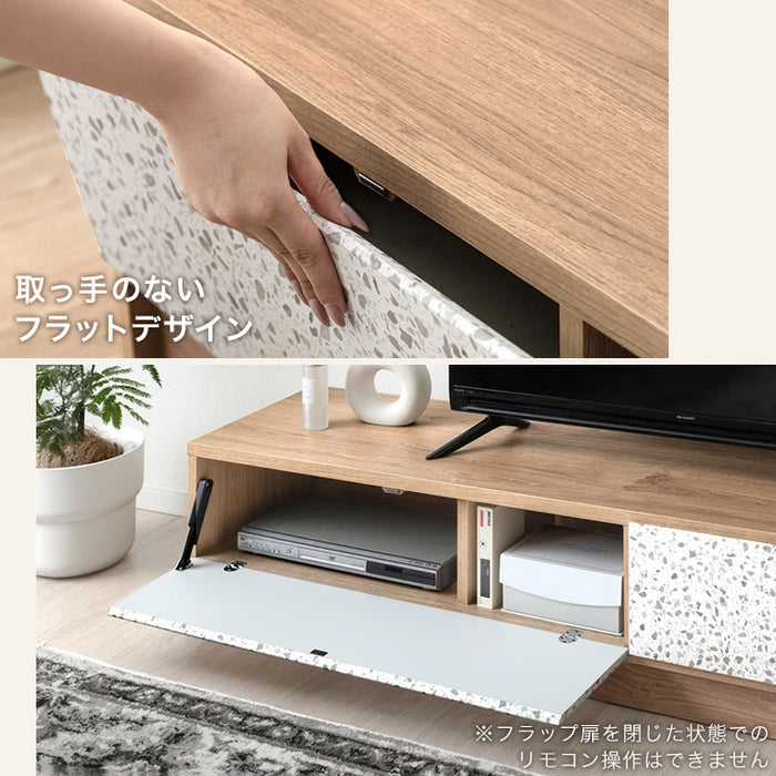 【新発売記念プライス】［幅140］Terrafurni -テラファニ-  テレビ台 テラゾー柄 国産 完成品 引き出し収納 スライドレール ローボード【超大型商品】〔24900123〕