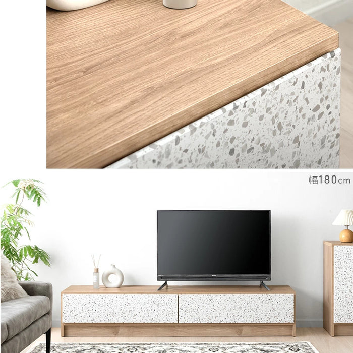 【新発売記念プライス】［幅140］Terrafurni -テラファニ-  テレビ台 テラゾー柄 国産 完成品 引き出し収納 スライドレール ローボード【超大型商品】〔24900123〕