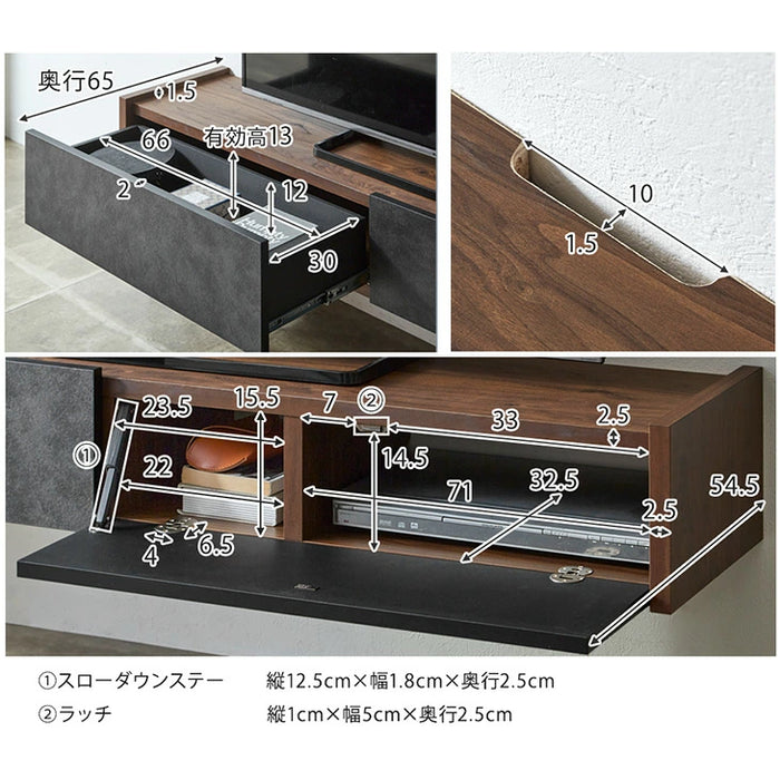 幅180］テレビ台 壁掛け フロートタイプ 完成品 国産 引き出し収納付き