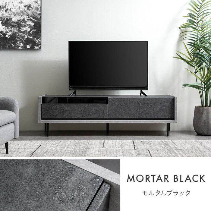 ［幅150］テレビ台 完成品 国産 ロータイプ 引出し収納 スライドレール モルタル調〔24900129〕