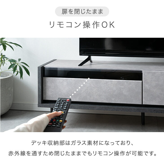 ［幅150］テレビ台 完成品 国産 ロータイプ 引出し収納 スライドレール モルタル調〔24900129〕