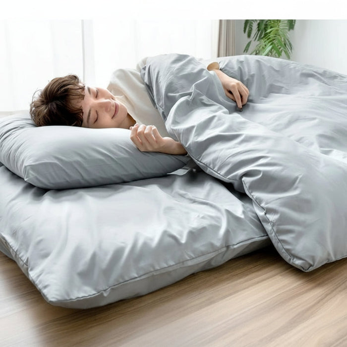 ［シングル］極厚固綿50mm ボリューム 布団セット カバー付き 7点 抗菌 防臭 洗える 厚め 掛け布団 敷布団 高反発 枕 収納ケース〔26700027〕