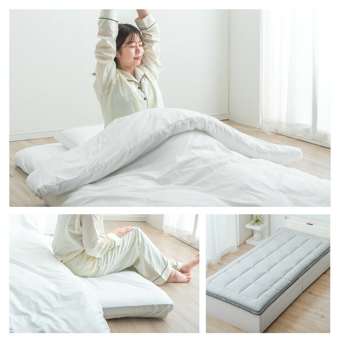 [シングル]  三層敷布団 極厚10cm 洗える 着脱式 固綿入り 軽量 〔26700108〕