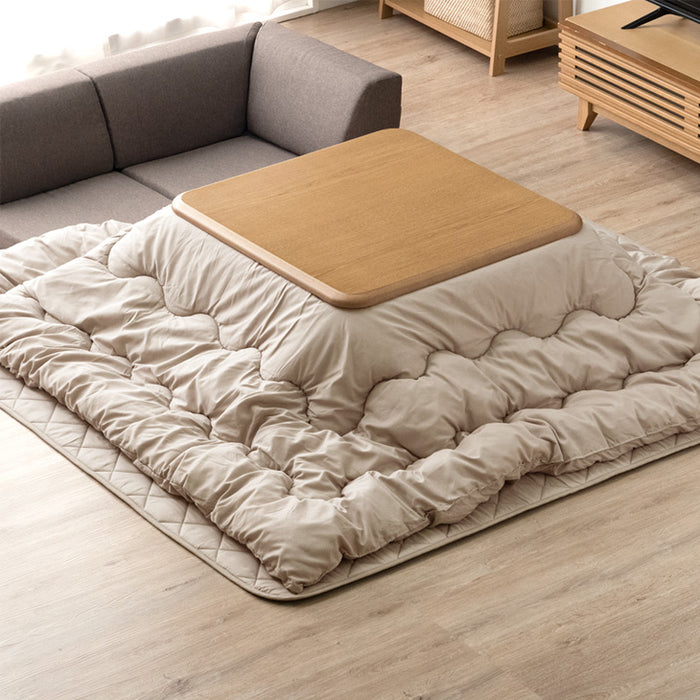 ［3点セット］[ピーチスキン] 速暖2秒！600Wハロゲンヒーター こたつ 80×80 掛敷布団 正方形 木製 炬燵 継脚 シンプル おしゃれ〔68140096〕