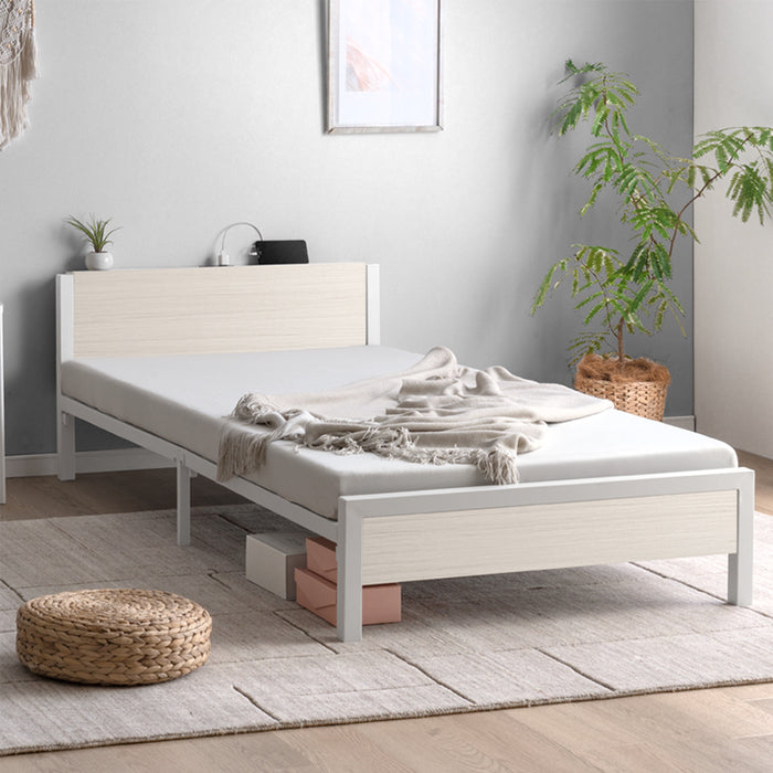 超スピード組立 スチールベッド ［シングル］耐荷重300kg 宮付き 2