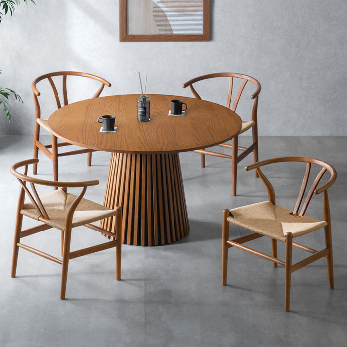幅120cm］円形 ダイニングテーブルセット 5点 4人掛け 天然木 木製