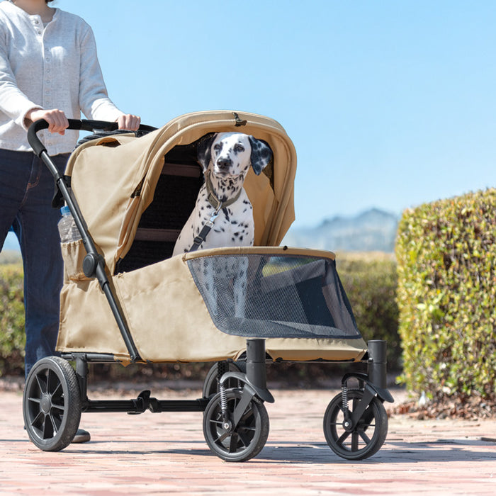 スロープ付き ペットカート 大型犬対応 耐荷重60kg 折り畳み 洗える座面 頑丈 ドックカート〔84100004〕