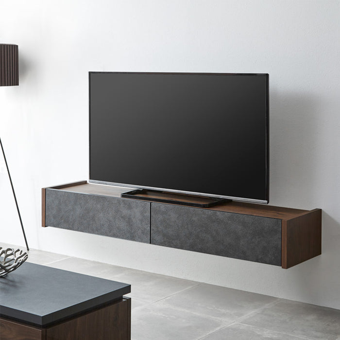 ［幅180］テレビ台 壁掛け フロートタイプ 完成品 国産 引き出し収納付き フラップ扉収納 木製 北欧【超大型商品】〔24900126〕