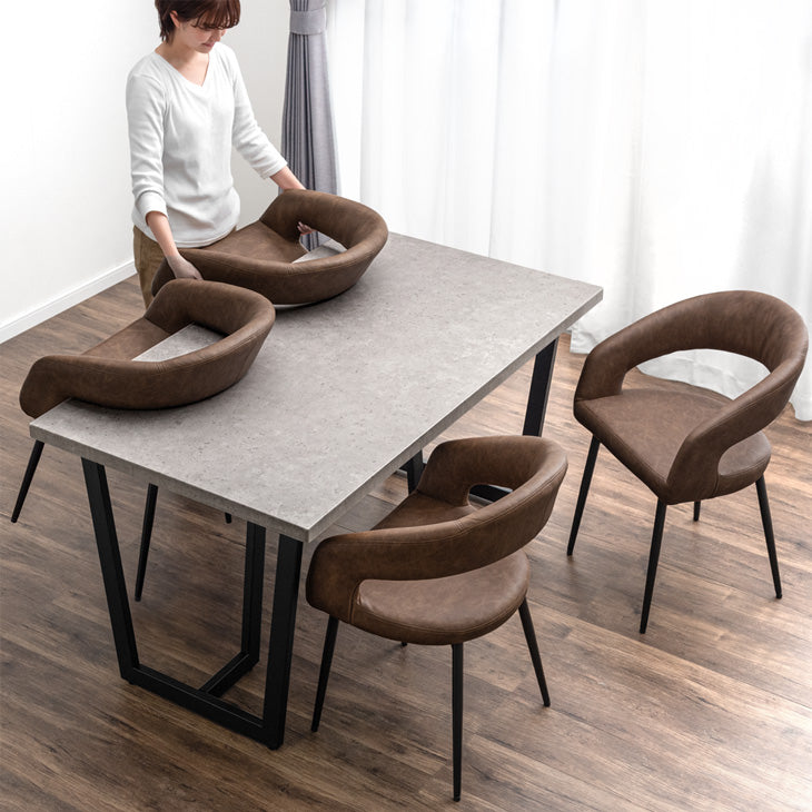 美品 ダイニングテーブル 定価63,000円 大理石調 ART 最安値！幅140セラミックダイニング5点セット(テーブル＋