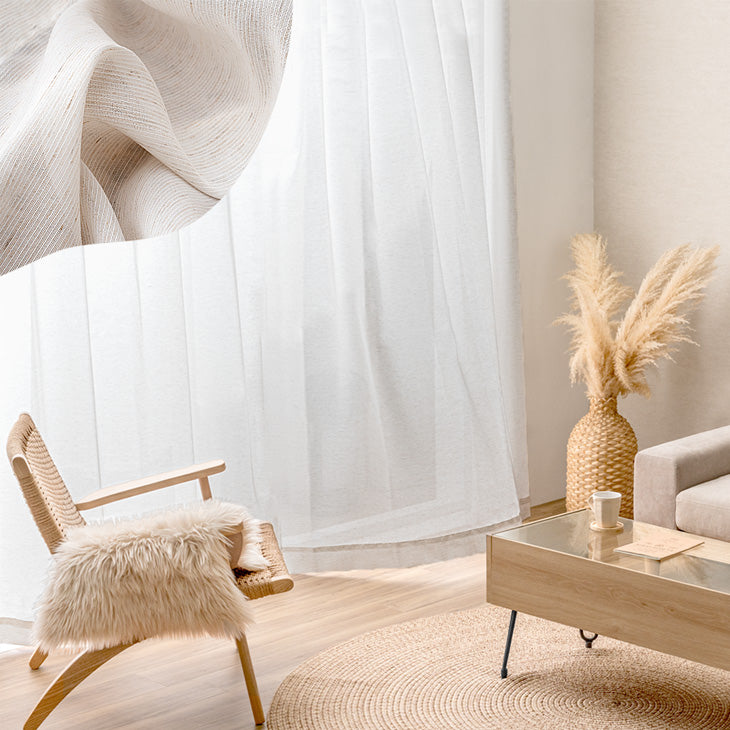 幅100×丈133cm] リネン風レースカーテン 2枚組 洗える UVカット 断熱