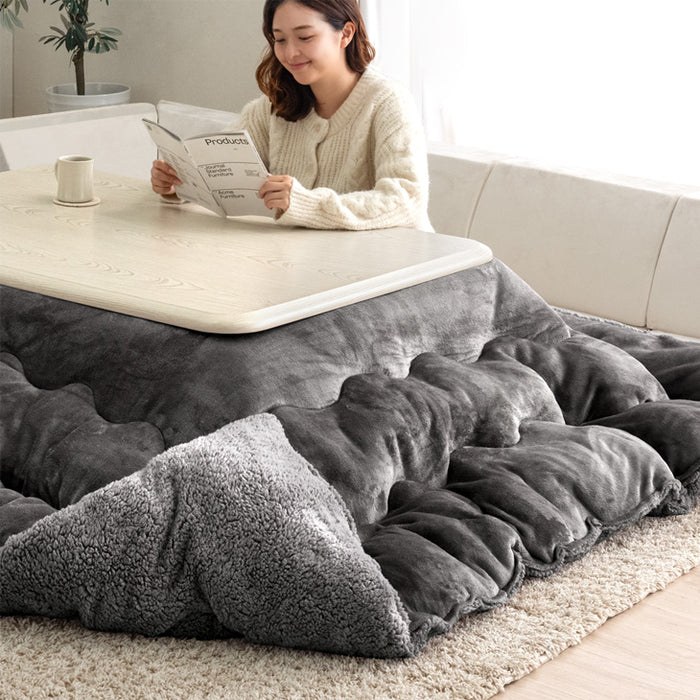 ［200×240］リバーシブル こたつ 掛け布団 中綿2.1kg 洗える 厚手 ボア＆フランネル 長方形〔61300034〕
