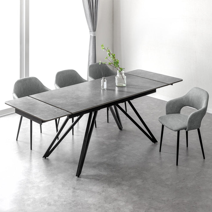 ［幅3サイズ］伸長式 ダイニングテーブルセット 5点セット セラミック 長方形 4人掛け おしゃれ［玄関渡し・5点セット］【超大型商品】〔99901093〕