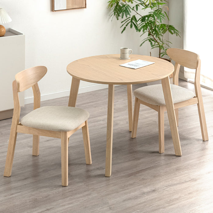 [幅90cm] ダイニングテーブルセット 2人掛け 3点セット 北欧 カフェ風 ダイニングテーブル ＋ チェアセット  天然木〔82100008〕