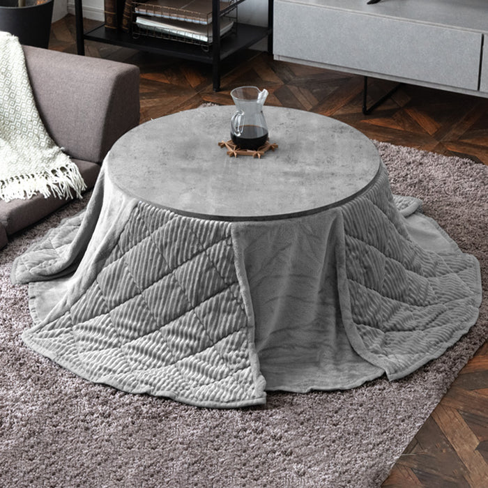 ［2点セット］こたつ テーブル 掛布団付き 円形 木目調 300W 石英管ヒーター コンパクト 1年保証 コードフック〔21300170〕