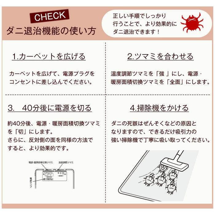 ［3畳用］ホットカーペット 単品 176×235㎝ 8時間自動切タイマー 防ダニ 床暖房カーペット〔30300017〕