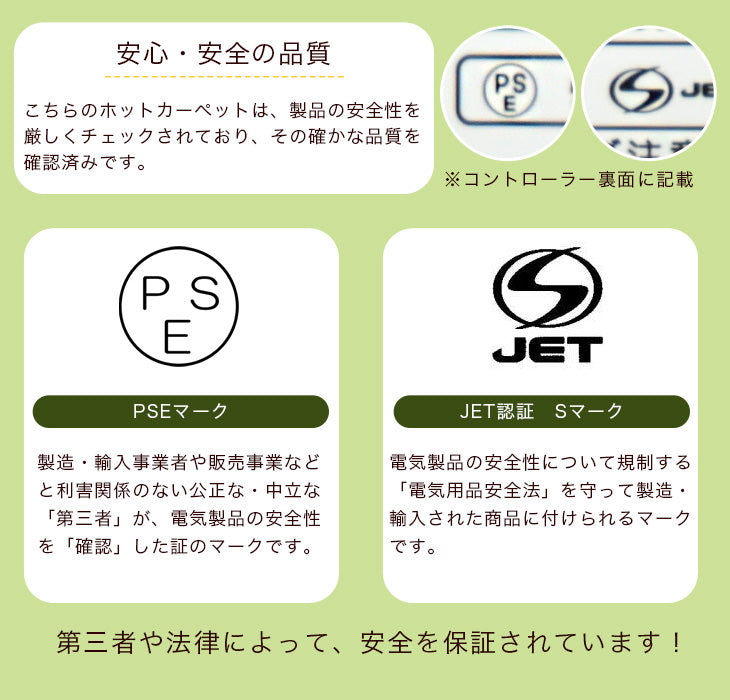［3畳用］ホットカーペット 単品 176×235㎝ 8時間自動切タイマー 防ダニ 床暖房カーペット〔30300017〕