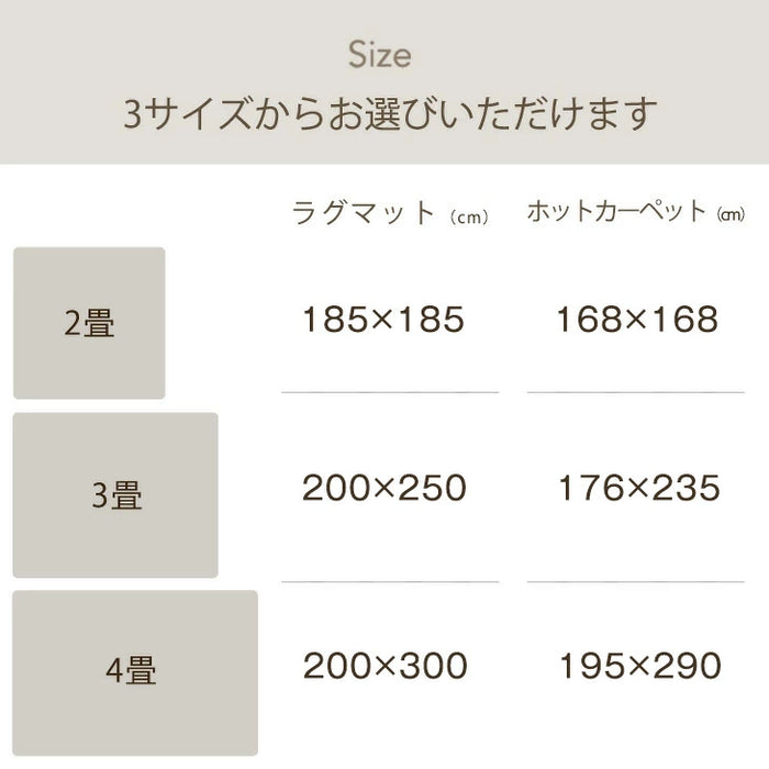 ［3畳用］200×250cm 高反発ラグ ホットカーペット 2点セット 滑り止め付〔30300020〕