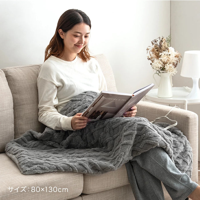 ［幅80×長さ130］ 電気毛布 3段階 温度調節 丸洗い可 フランネル生地 省エネ ダニ退治  掛け敷き毛布〔30300026〕