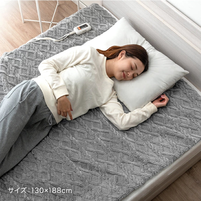 ［幅80×長さ130］ 電気毛布 3段階 温度調節 丸洗い可 フランネル生地 省エネ ダニ退治  掛け敷き毛布〔30300026〕