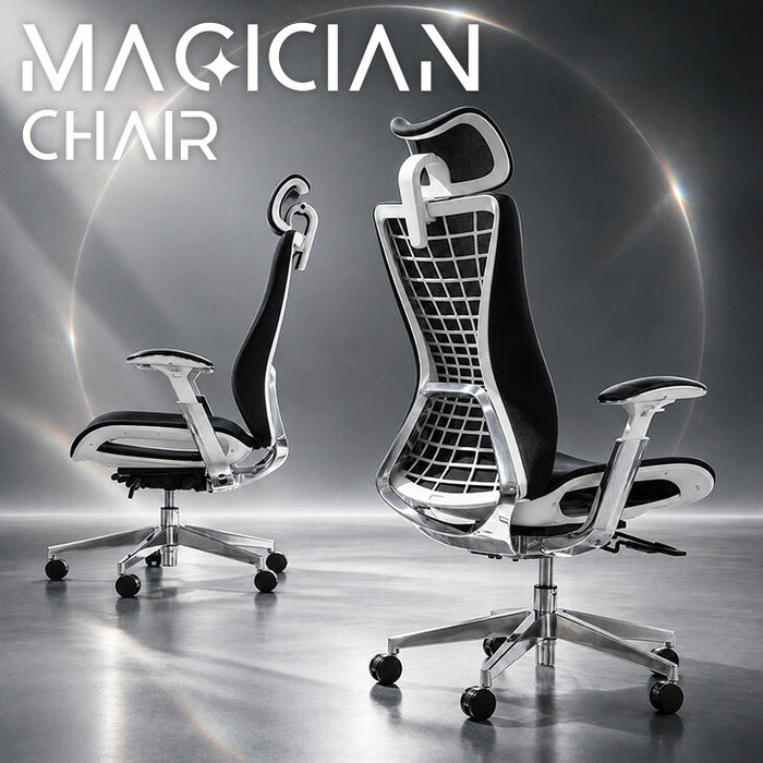 マジシャンチェア MAGICIAN CHAIR 多機能チェア メッシュ 4Dアーム リクライニング ハイバック オフィスチェア〔31500024〕
