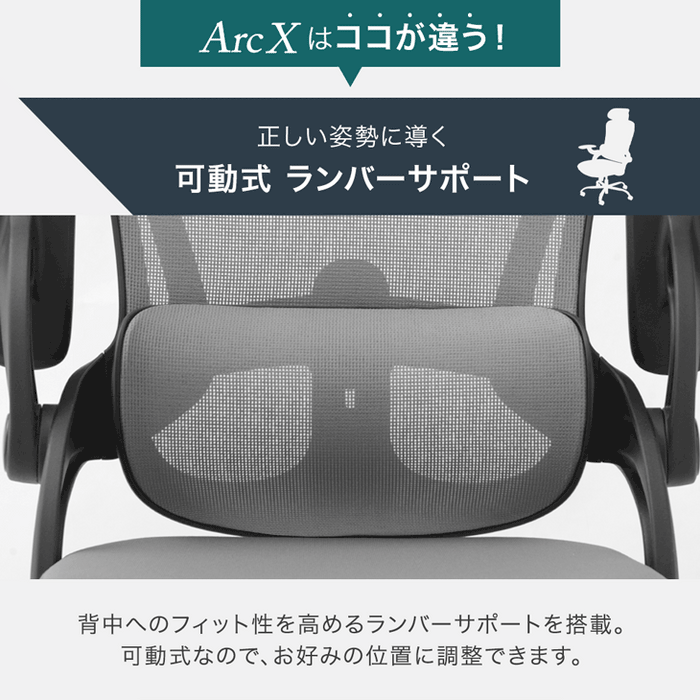 オフィスチェア ランバーサポート付 ロッキング ヘッドレスト ハイバック 肘付き 高さ調節 メッシュ チェア 椅子〔31500046〕