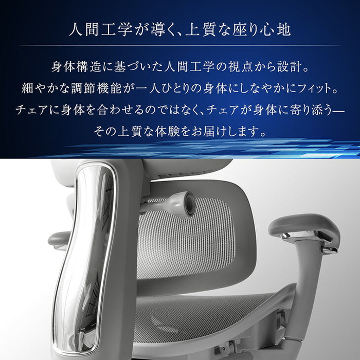高機能 オフィスチェア 座面スライド ランバーサポート ロッキング 3Dアーム メッシュ デスクチェア〔31500060〕