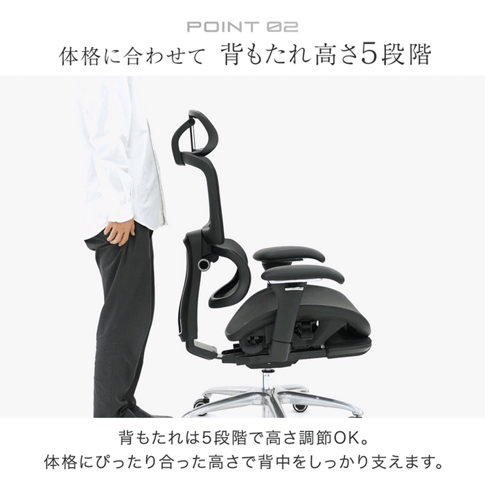 高機能 オフィスチェア 座面スライド ランバーサポート ロッキング 3Dアーム メッシュ デスクチェア〔31500060〕