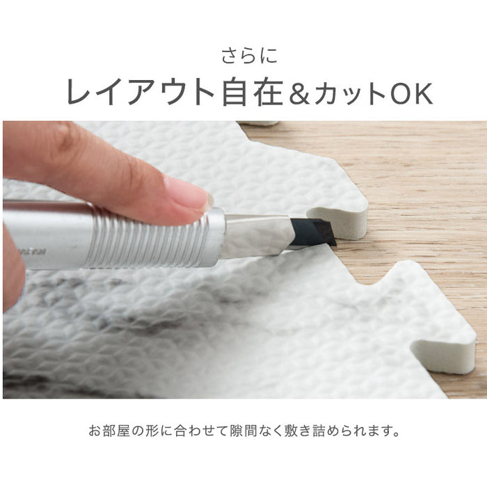 ［3畳］ 大理石調ジョイントマット 16枚 大判59cm 安全 防音 抗菌 防臭 洗える 床暖房対応〔31800014〕