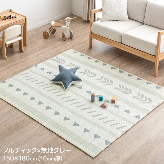 【新発売記念プライス】［150×180］プレイマット リバーシブル 厚み10mm 防水 防音 折りたたみ 収納袋付き 軽量 ベビーマット〔31800074〕
